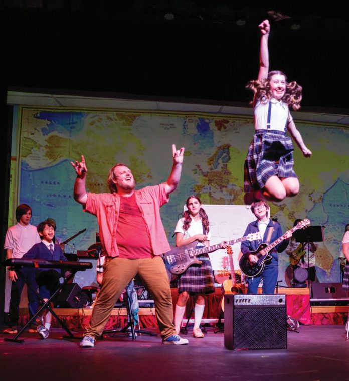 'School of Rock' cast members on stage at the Raven Performing Arts Theater in Healdsburg.