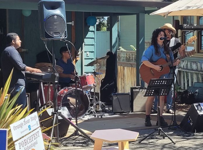 Performers at Sebastopol Porchfest, a music event